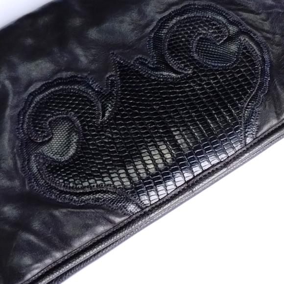 Carlos Falchi Authentic Vintage black leather convertible clutch purse - Picture 6 of 10